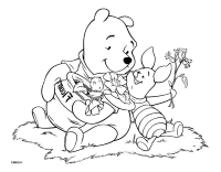 A coloring page of winnie the pooh - group